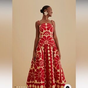 Farm Rio Red Palermo Sleeveless Mididress